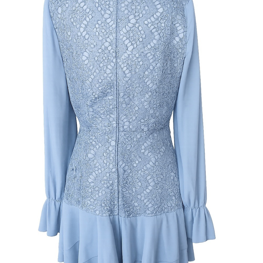 Finders Keepers Cornflower Blue Lace-up Dress | Long Sleeve | Back Zipper | XL - Picture 2 of 4
